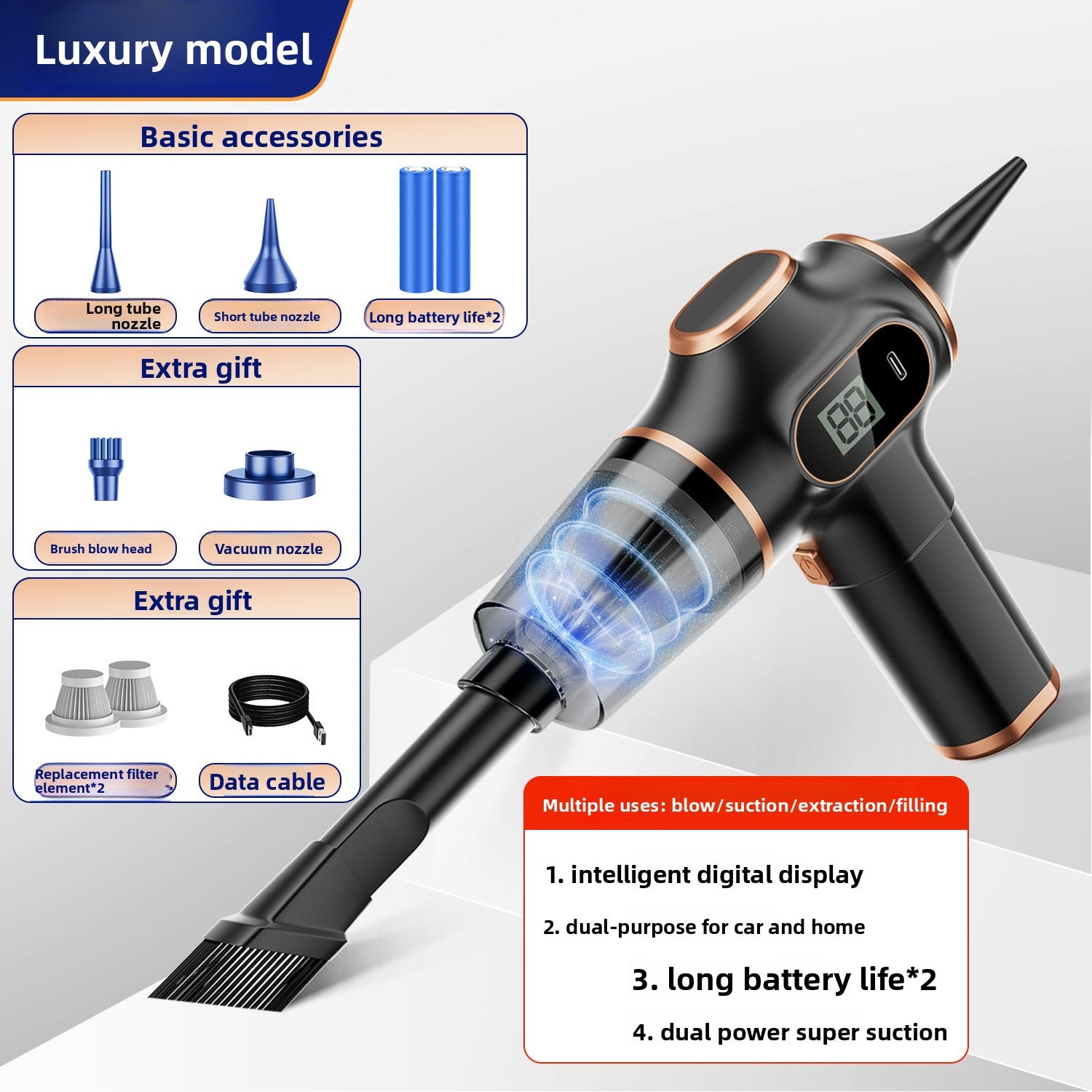 Portable Cordless Car Vacuum Cleaner - High Suction Handheld Vacuum