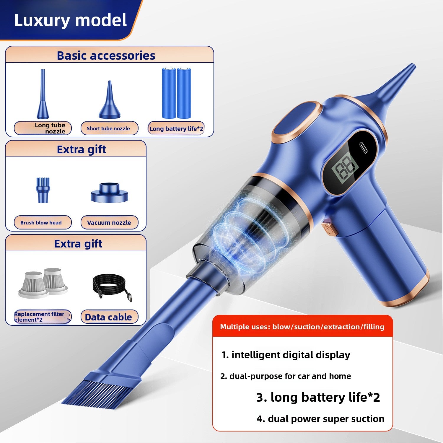 Portable Cordless Car Vacuum Cleaner - High Suction Handheld Vacuum