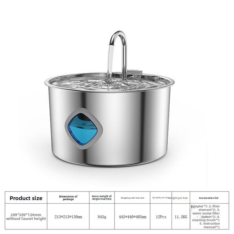 3.2L Stainless Steel Automatic Pet Water Fountain for Cats & Dogs