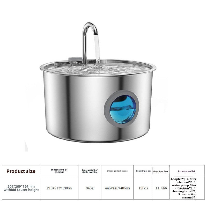 3.2L Stainless Steel Automatic Pet Water Fountain for Cats & Dogs