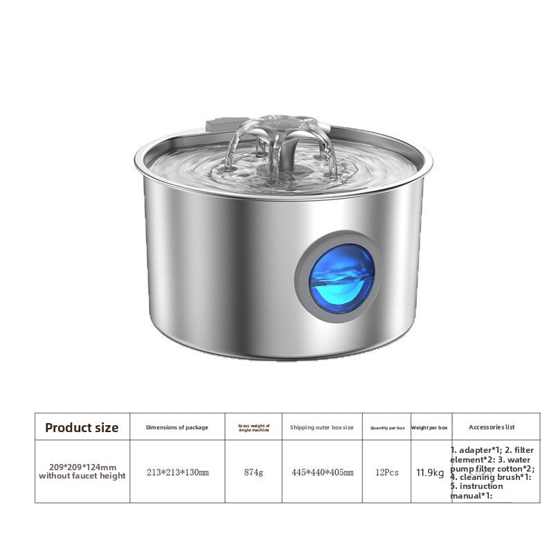 3.2L Stainless Steel Automatic Pet Water Fountain for Cats & Dogs